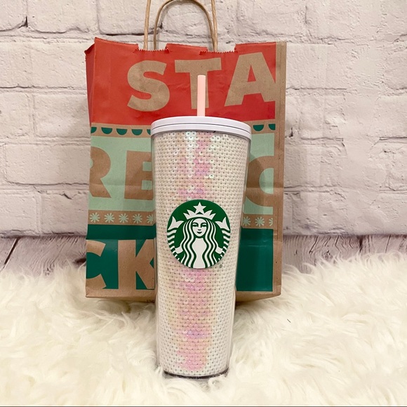 Starbucks Dining Nwt Starbucks Holiday 220 White Sequin Tumbler